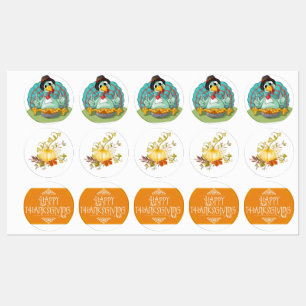 Étiquettes Thanksgiving Whimsical Turky Art Jouer Gobble