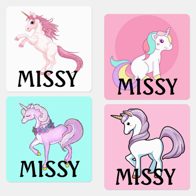 Étiquettes thermocollantes Licorne Petite Fille NO (Groupe)