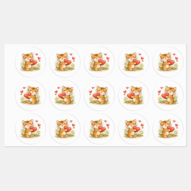 Étiquettes tigre de la Saint-Valentin (Feuille)