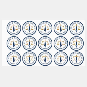 Étiquettes Timbre de logo de notaire mobile moderne Navy Or 1