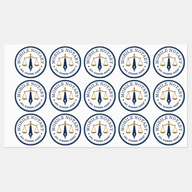 Étiquettes Timbre de logo de notaire mobile moderne Navy Or 1 (Feuille)