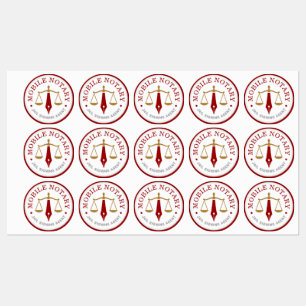 Étiquettes Timbre de logo de notaire mobile moderne Rouge Or