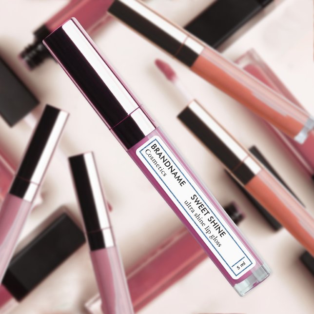 Étiquettes Tint à lèvres et brillant Chic Bleu clair produit  (Créateur téléchargé)