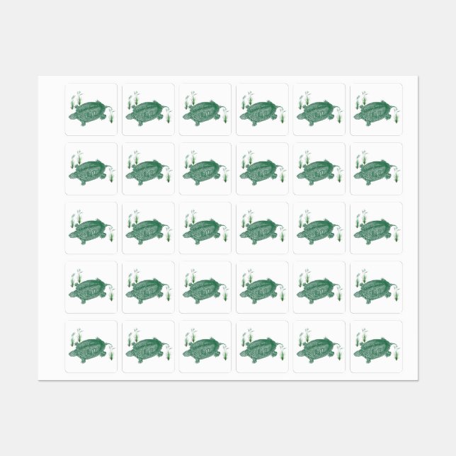 Étiquettes Tortue marine verte (Feuille)