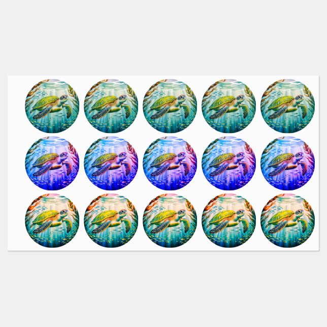 Étiquettes Tortue peinte (Feuille)