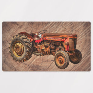 Étiquettes Tracteur rouge antique