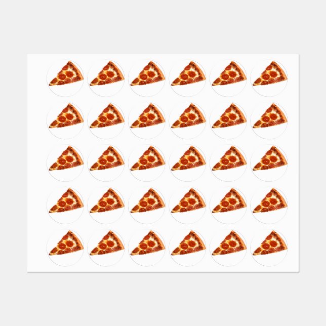 Étiquettes tranche de pizza pepperoni classique de SlipperyJo (Feuille)