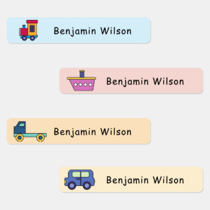 Étiquettes Transport personnalisé pour enfants avec un nom mi