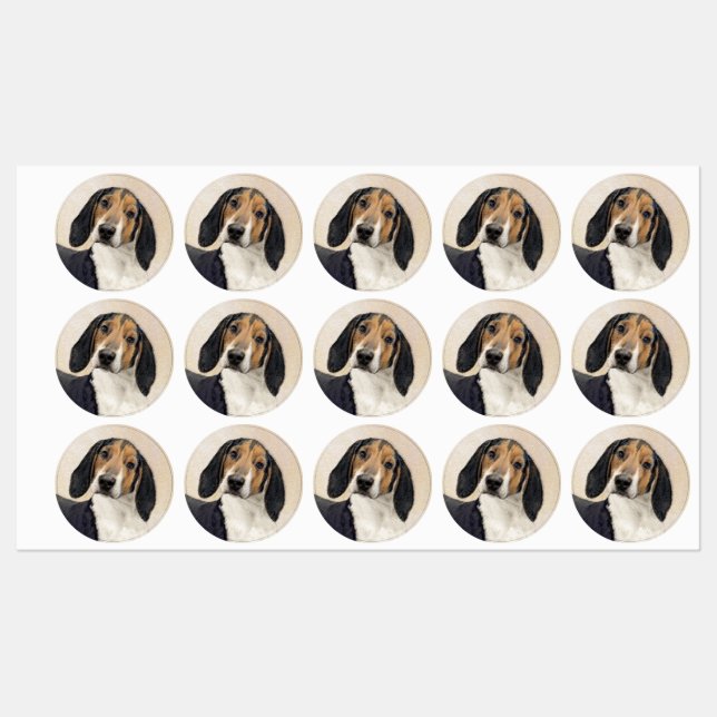 Étiquettes Treeing Walker Coonhound Peinture - Art original (Feuille)