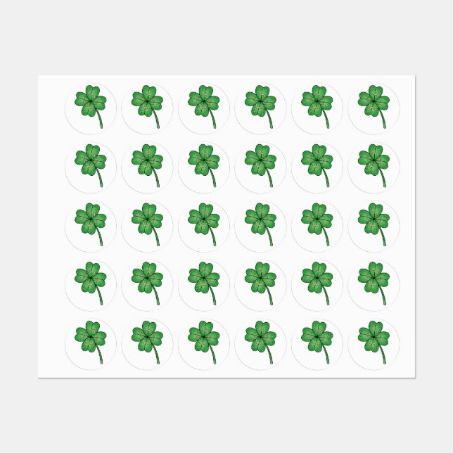 Étiquettes Trèfle à quatre feuilles pailleté (Feuille)