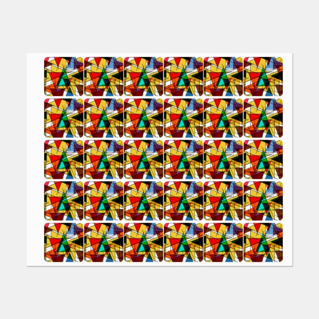 Étiquettes Triangle Coloré Géométrique Moderne (Feuille)