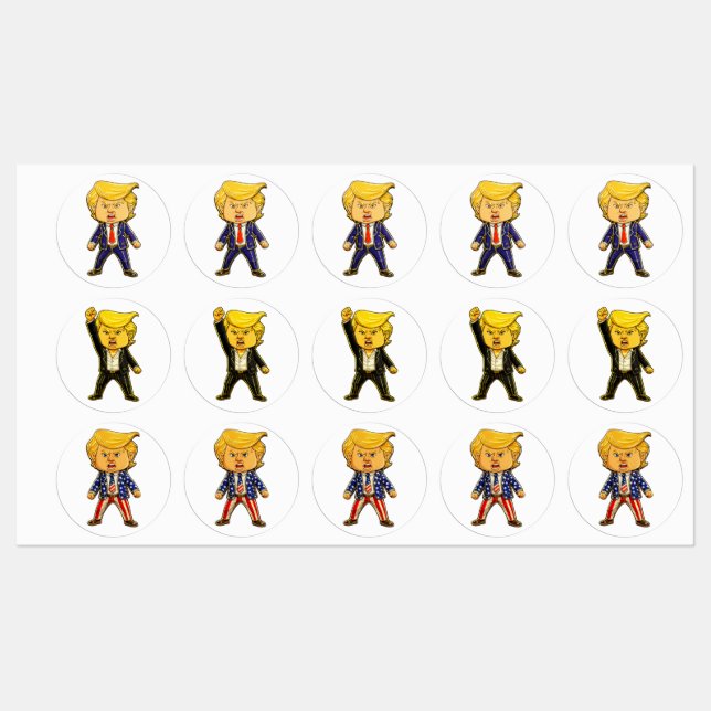 Étiquettes Trump heureux, Trump drôle, Mème drôle Chibi dessi (Feuille)