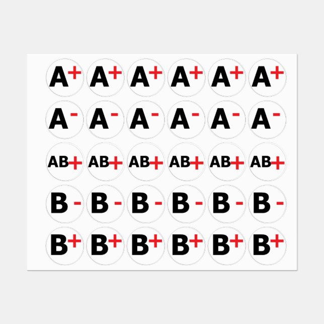 ÉTIQUETTES TYPES DE SANG (Feuille)