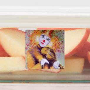 Étiquettes Un clown doux jouant du violon