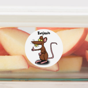 Étiquettes Un rat brun mignon pouce vers le haut dessin animé