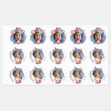 unicorne EDITABLE foto cupcake toppers sticpers