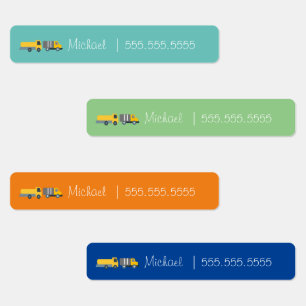 Étiquettes Véhicules Classe école Déjeuner Nom Numéro Étiquet