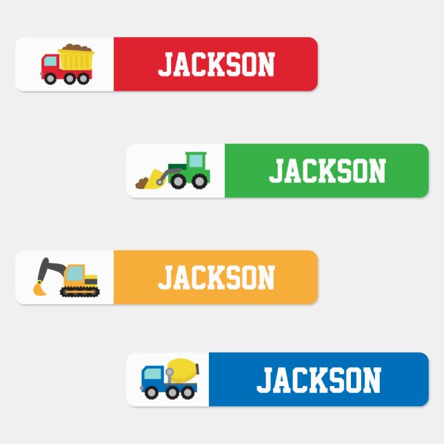 Étiquettes Véhicules de construction colorés Garçons Personna (Groupe)