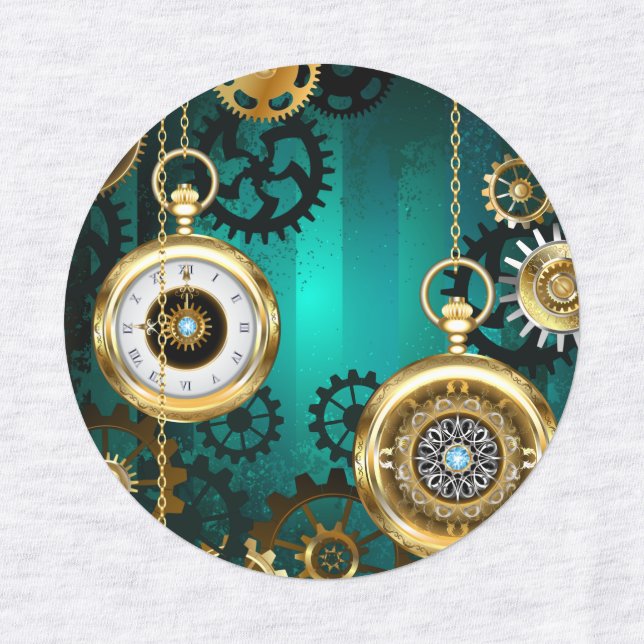 Étiquettes Veille bijoux Steampunk sur un Arrière - plan vert (Design 1)