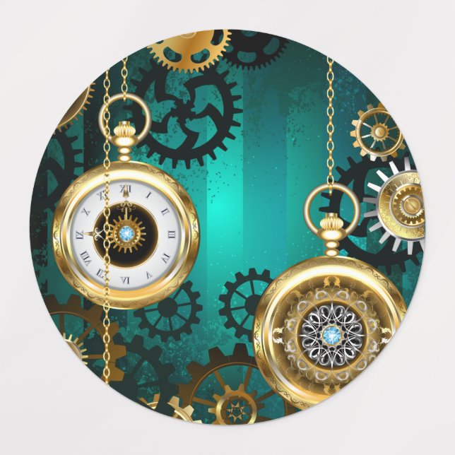 Étiquettes Veille bijoux Steampunk sur un Arrière - plan vert (Design 1)