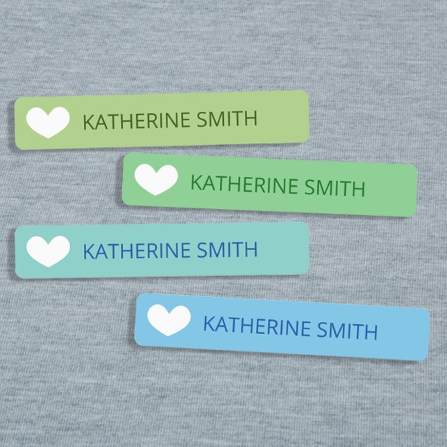 Étiquettes Vert Coeur doux bleu turquoise (Créateur téléchargé)