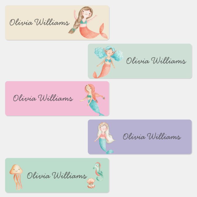 Étiquettes Vêtements de Garderie des Sirènes Mignonnes École  (Groupe)