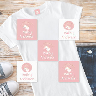 Étiquettes Vêtements pour enfants Licorne Magique Rose Modern