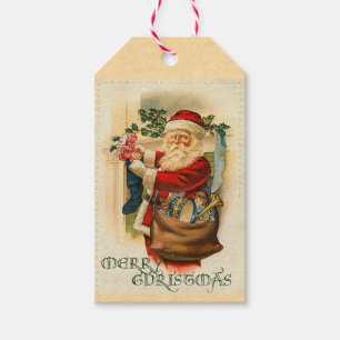 Étiquettes victoriennes de cadeau du père noël
