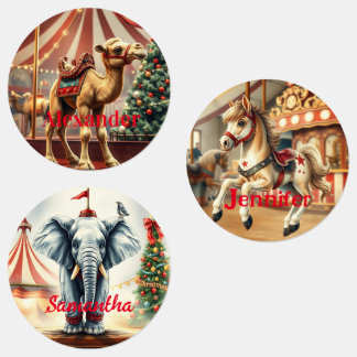 Étiquettes Vintage Christmas Baby Circus Animal Cadeau Tags