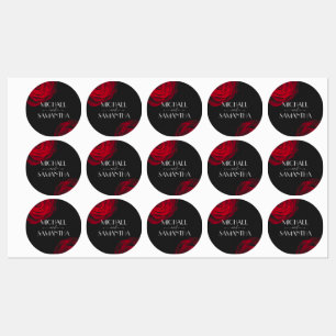 Étiquettes Vintage écarlate rouge rose pétale mariage