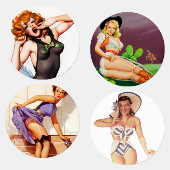 Étiquettes Vintage fille à épingles (Groupe)
