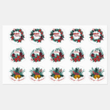 Vintage Noël À feuillage persistant Rouge Robin Po