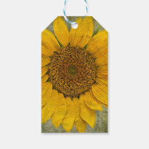 Étiquettes vintages de cadeau de tournesol