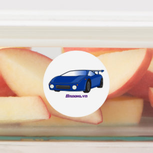 Étiquettes Voiture de sport bleue avec illustration airfos