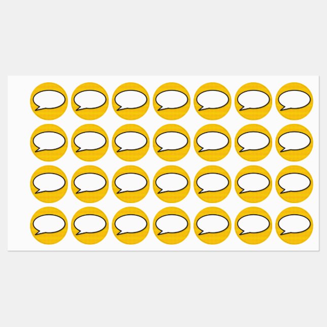 Étiquettes Votre bulle de message de discours Fun Retro Bande (Feuille)
