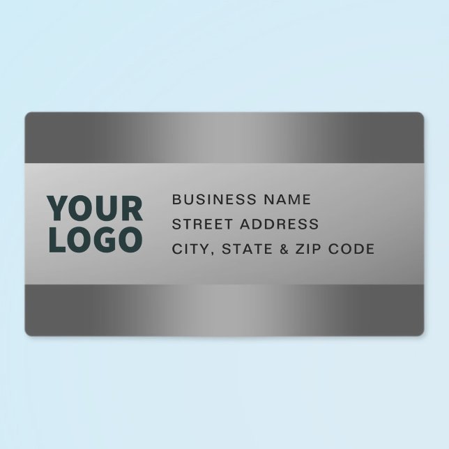 Étiquettes Votre logo | Gradient gris moderne Adresse de reto (Créateur téléchargé)