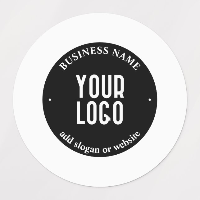 Étiquettes Votre texte et votre logo téléchargé | Noir et bla (Design 1)