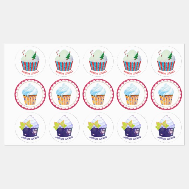 Étiquettes Whimsical Cupcakes Business Product (Feuille)