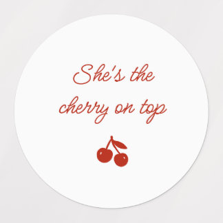 Étiquettes Whimsy Red She's the Cherry on Top Bridal Shower