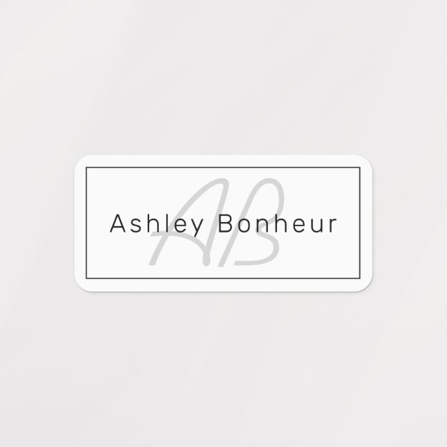 Étiquettes White Grey et Black | Cool Name & Monogram (Design 1)