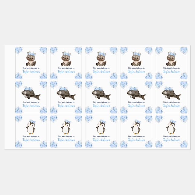 Étiquettes Winter Wonderland Arctic Animaux Kids Boite (Feuille)