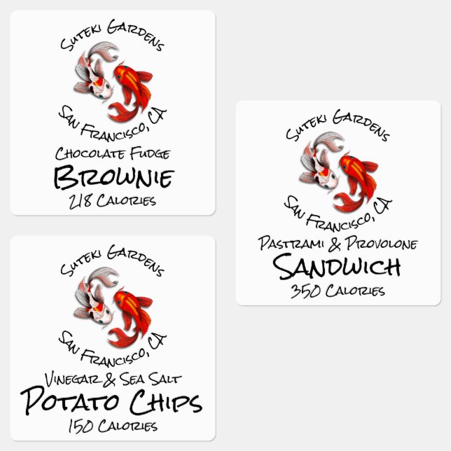 Étiquettes Yin Yang Koi Poisson Logo Produit (Groupe)