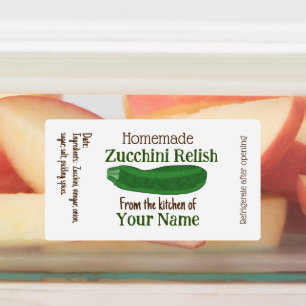 Étiquettes Zucchini personnalisées Relish Canning Maison