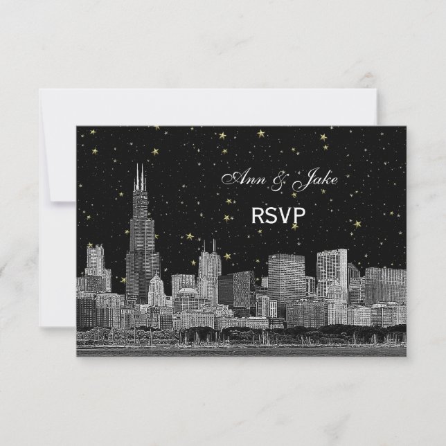 Étoche de Chicago Skyline do-it-yourself BG RSVP # (Devant)