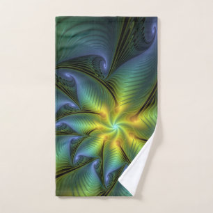 Etoile Abstraite, Bleu brillant Vert Or Fractal Ar