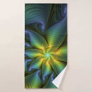 Etoile Abstraite, Bleu brillant Vert Or Fractal Ar