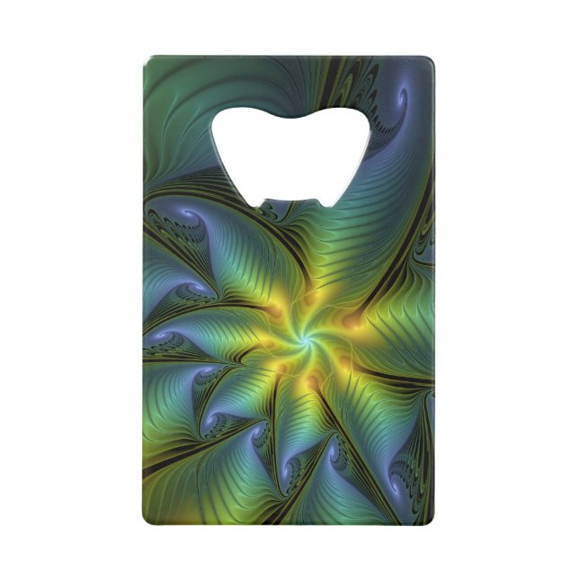 Etoile Abstraite, Bleu brillant Vert Or Fractal Ar (Devant)