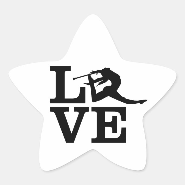 Étoile Bâton Twirler Love Typography Sticker (Devant)