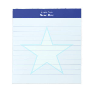 Étoile bleu clair et bloc-notes ligné avec en-tête