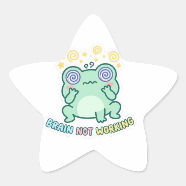 Étoile Brain Not Working Frog Sticker Cute Confused Frog  (Devant)
